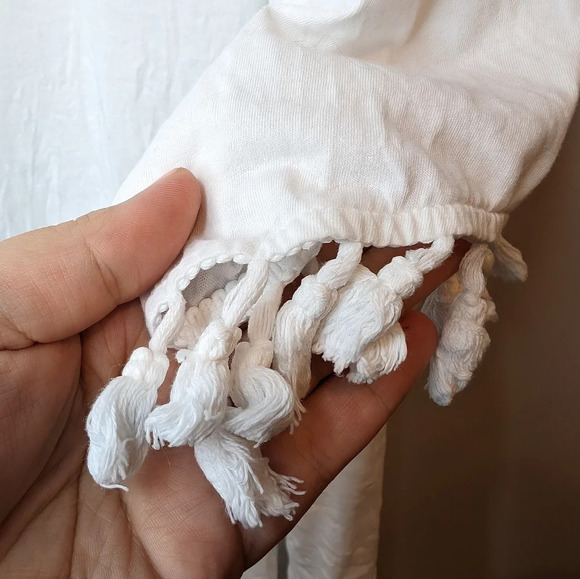 Lord & Taylor 100% Cotton White T Shirt Tasseled  Sleeves Women 2XL Plus Size - Picture 6 of 9